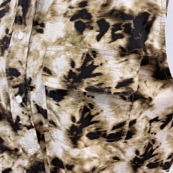 New SAMSOE SAMSOE Oversized Sleeveless Button Down Shirt Camo Clay Size XXS - Picture 11 of 16